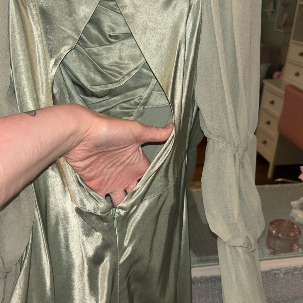 For Love & Lemons sage green long sleeve elven dress - Picture 3 of 10